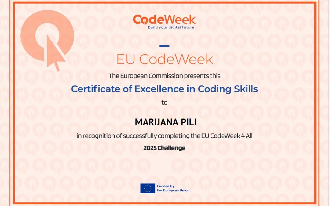 EU Code Week Certificate of Excellence
