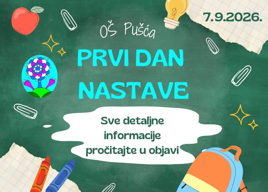 Obavijest učenicima i roditeljima o početku nastave u školskoj godini 2026./2027.