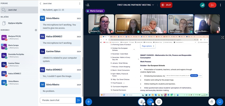 Prvi virtualni susret učitelja koji sudjeluju u međunarodnom eTwinning projektu „SMART CHOICES“